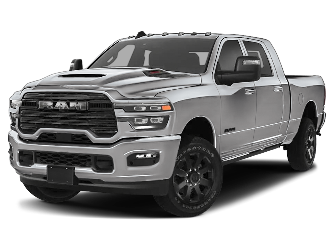 2026 RAM Ram 3500 RAM 3500 LARAMIE MEGA CAB 4X4 6'4' BOX in Silver-Zynith Exterior Paint — front three-quarter view