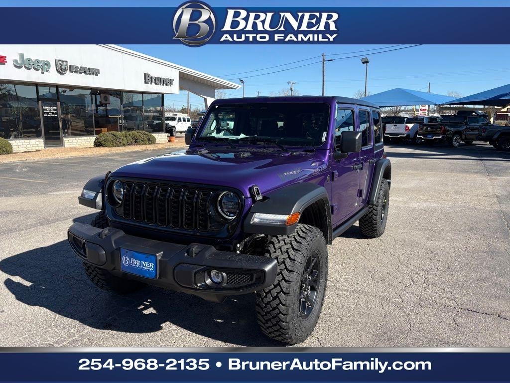 2026 Jeep Wrangler WRANGLER 4-DOOR WILLYS in Reign Exterior Paint — front three-quarter view