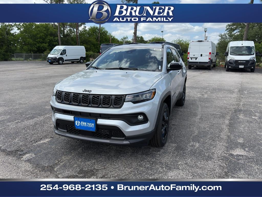 2026 Jeep Compass COMPASS LATITUDE ALTITUDE 4X4 in Silver Zynith Metallic Clear-Coat Exterior Paint — front three-quarter view