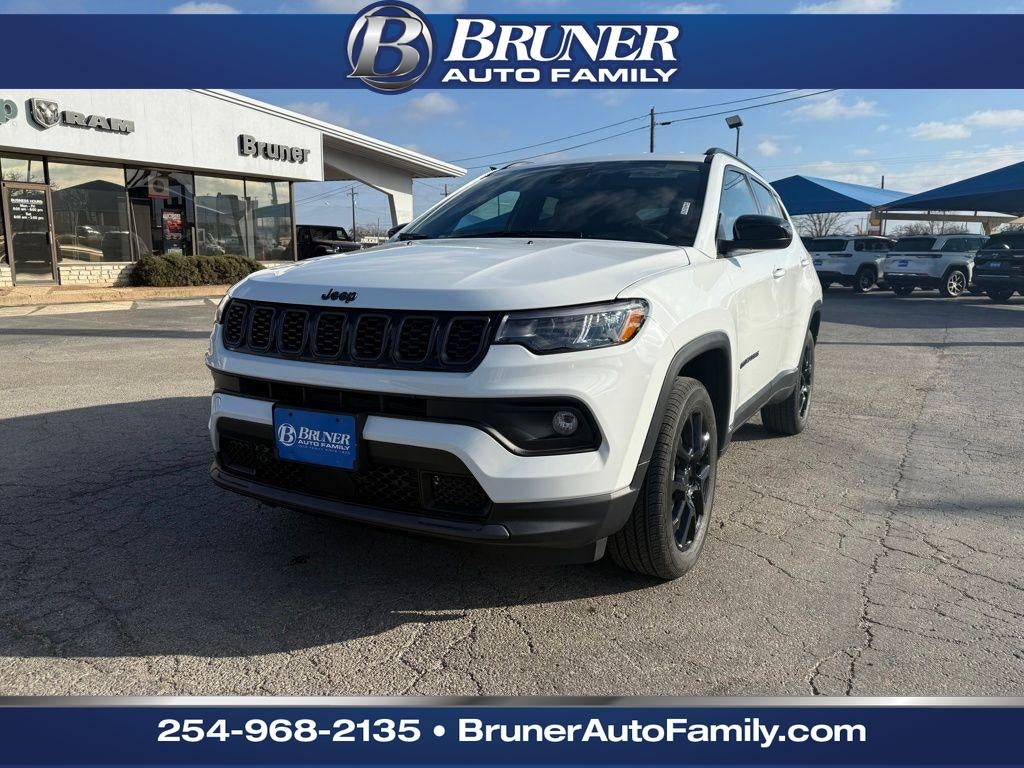 2026 Jeep Compass COMPASS LATITUDE ALTITUDE 4X4 in Bright White Clear-Coat Exterior Paint — front three-quarter view